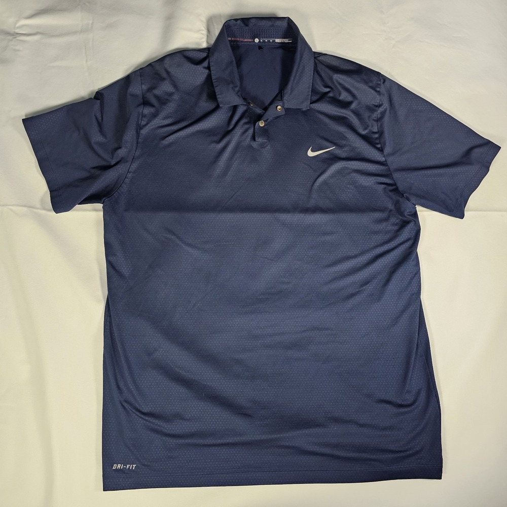 Nike Tiger Woods Collection Polo Shirt Mens XL Blue Dri-Fit Golf Performance